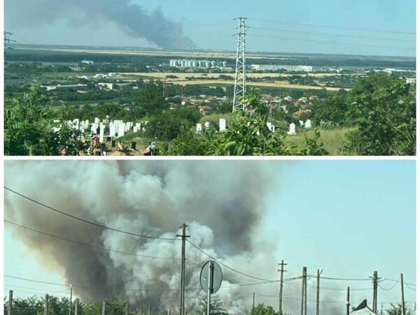 Голям пожар край Къльраш, наблюдаван от Силистра